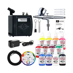 Airbrush Kit with Airbrush Paint Set Air Compressor Set with 12 Colors*30ml Airbrush Paint
