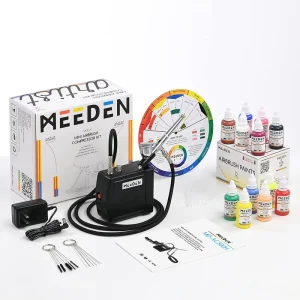 Airbrush Kit with Airbrush Paint Set Portable Air Compressor Set with 12 Colors 30ml Airbrush Paint for Painting Tattoo