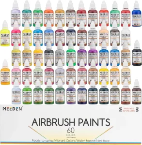 Airbrush Paint 60 Colors 30ml Superior Acrylic Airbrush Paint Set with Thinners Ready to Spray Airbrush Paint Kit