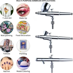 Airbrush Spray Gun Kit 3 Pack of 0.25 0.35 0.5mm Needles Pre Equipped Air Brush Paint Guns for Model Nail Makeup Cake