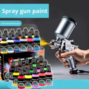 Airbrush Spray Gun Paint Set 28 12 Colors 30ML Multi function Water based Acrylic Model Paint DIY Canvas Coating