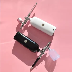 All in One Cordless Dual Action 20psi Rechargeable Kit Air Compressor for Hair Art Makeup Temporary Tattoos Craft Mini Airbrush