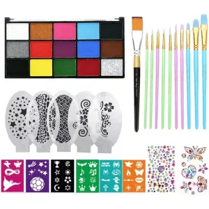 All in One Face Body Painting Kit Complete Set Colors Tools Accessories for Professional Use Face and Body Painting