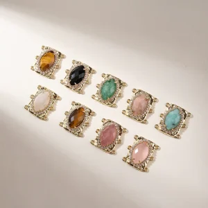 Amazing Jewelry Boho Vintage Style Marquise Natural Stone Link 18K Gold Plated Rhinestones For Handmade DIY Model COJJGDTAED