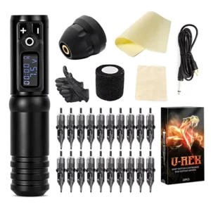 Ambition Flash 2400mAh Digital Display Professional Tattoo Gun Wireless Tattoo Pen Machine Kits with 20pcs Cartridge Needle