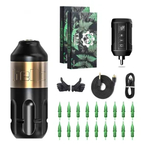 Ambition Hello Professional Short Rotary Tattoo Pen Machine Kit Set With RCA Wireless Battery and 20pcs Cartridge