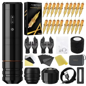 Ambition Ninja Nova 3.5mm/4.0mm Stroke Brushless Motor Wireless Tattoo Pen Machine Gun Complete Full Kit Set