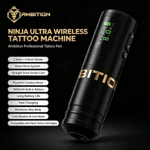 Ambition Ninja Ultra 1900mAh 3.5mm 4.0mm Stroke Direct Drive Electric Tattoo Gun Professional Wireless Tattoo Pen Machine