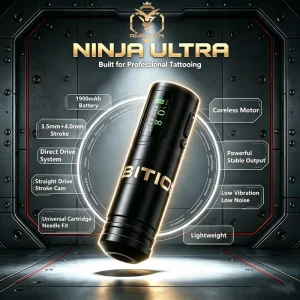 Ambition Ninja Ultra 1900mAh 3.5mm 4.0mm Stroke Direct Drive Professional Wireless Tattoo Pen Machine Gun for Artists Body Art