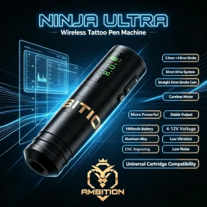 Ambition Ninja Ultra 1900mAh 3.5mm 4.0mm Stroke Direct Drive Professional Wireless Tattoo Pen Machine Gun for Artists Body Art