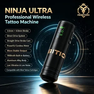 Ambition Ninja Ultra 3.5mm 4.0mm Stroke Direct Drive Professional Electric Tattoo Gun Wireless Tattoo Pen Machine for Body Art