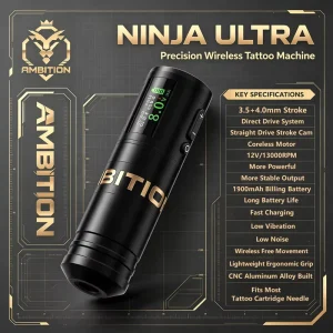 Ambition Ninja Ultra 3.5mm 4.0mm Stroke Straight Direct Drive Professional Wireless Tattoo Pen Machine Gun for Artists Body Art