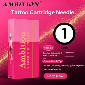 Ambition Pink 1RL 3RL 5RL 7RL 5F 7F SMP PMU Disposable Tattoo Cartridge Needles for Eyebrows Eyeliner Lips Permanent Makeup