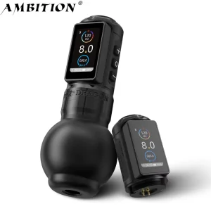 Ambition Professional Direct Drive Tattoo Machine Wireless Pen Rotary Gun with Brushless Motor Dual Battery for Artist Body Art