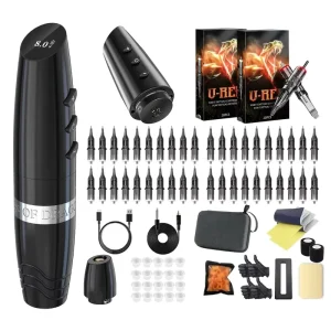 Ambition Professional Wireless Tattoo Machine Rotary Battery Pen Gun Full Kit Set With LCD Display for Body Art Makeup