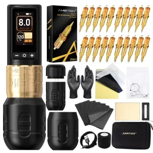 Ambition Soldier 270 2400mAh Brushless Motor 4.0mm 4.5mm Stroke Professional Wireless Tattoo Machine Pen Full Complete Set Kit