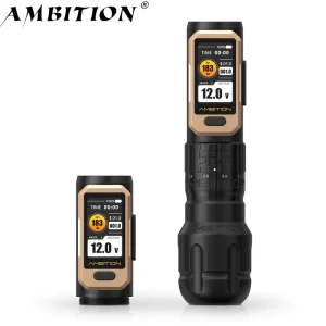 Ambition Soldier Pro 520 Coreless Motor 2.2 4.2mm Adjustable Stroke Professional Wireless Tattoo Pen Machine with Dual Battery