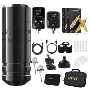 Ambition Torped Brushless Motor 4.0-4.5-5.0mm Stroke Rotary Tattoo Pen Machine Kit with Cartridge RCA Battery
