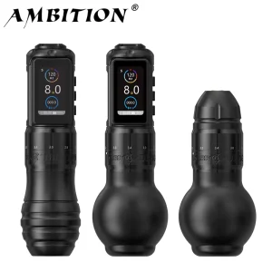 Ambition Traveler T2 2000mAh 2.2 4.2mm Adjustable Stroke Professional Tattoo Gun Wireless Tattoo Machine Pen with 54mm+42mm Grip