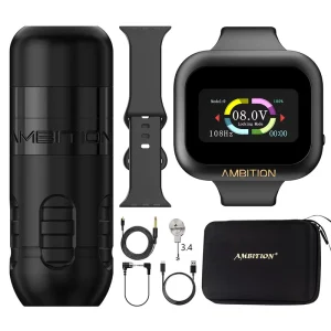 Ambition Zetton 4mm 3.5mm Stroke Brushless Motor Rotary Tattoo Pen Machine and S1 Touch Screen Tattoo Wristband Battery Kit