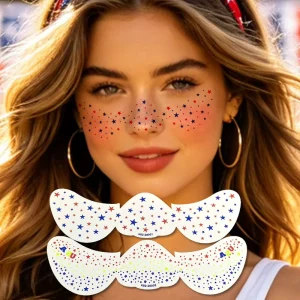 American Independence Day Face Decals Long Lasting Star Freckle Tattoo Stickers for Festive Look
