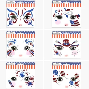American Independence Day & National Day Celebration Party Stage Makeup Glitter Cosmetic Face Stickers
