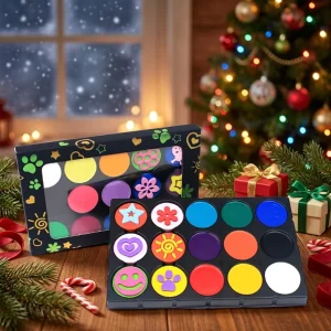 Ample Stock Christmas Stocking up Water Activated Rainbow Body Facepaint Makeup Split Cake Stencils Professional Face Paint
