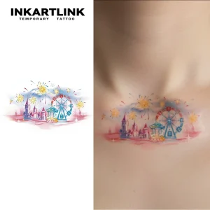 Amusement Park Themed Patterned Fantasy Temporary Tattoo Stickers Body Art Decoration