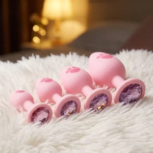 Anal Plug Silicone Waterproof Jeweled Butt Plug for Beginners Friendly Personal Stimulation Adult Games Couples Easy Maintain