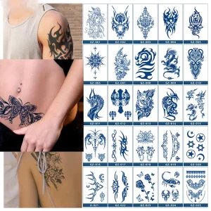 Animal Flower Design Temporary Tattoos for Chest and Arms