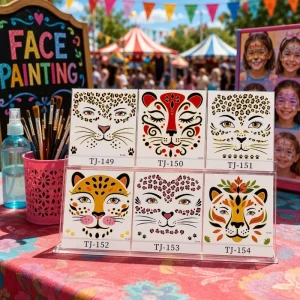Animal Leopard Tiger Face Temporary Tattoo Stickers Waterproof Body Art Stickers Carnival Halloween Rave Party Cosplay Face