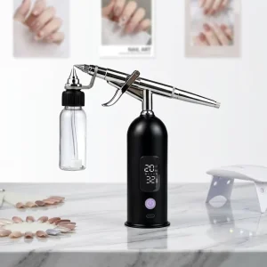 Anti-clog High-pressure Airbrush for Nail Art and Makeup Kit with 0.3-0.8 mm Interchangeable Nozzles
