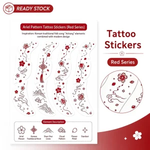 Arirang Red Tattoo Stickers Waterproof Body Stickers for Party and Concert Decoration