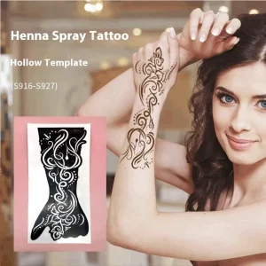 Arm Large Size Tattoo Template Henna Hollow Inkjet Fashion Temporary Tattoo Template Henna Stencils with Henna Cone
