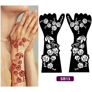 Arm Tattoo Stickers Spray painted Tattoos Back Hand Arm Indian Henna Paste Double hand Geometric Tattoo Sticker