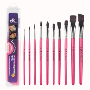 Art Brush Plastic Box Packing 10 Pcs Face Paint Brush Set Soft Nylon Artist Brushes for Body
