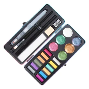 Art Supplies 18 Colors Metallic Glitter Watercolor Paint Set