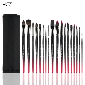 Art Supplies Synthetic Nylon Hair Gradient Wood Handle Professional Artist Paint Brushes for Watercolor Oil Acrylic Painting