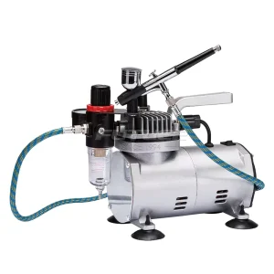 As18k 2 1 6HP Professional Mini Airbrush Compressor All in One Chocolate Airbrush Kit