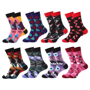 Assorted Novelty Funny Men Crew Socks Multi Theme Food Fruit Animal Art Pattern Custom Logo Cotton Socks