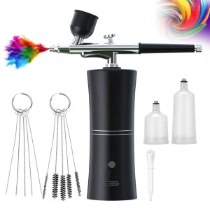 Auto Airbrush Tint Kit High-Pressure Cordless Compressor 0.3mm Nozzle Copper Cleaning Brow Tattoo Airbrush Gun