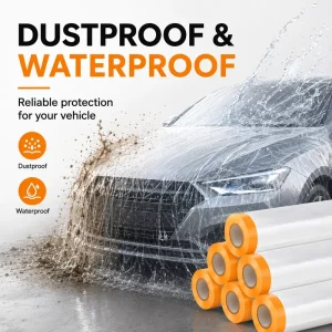 Automotive Masking Film with Adhesive Tape Edge PE Protective Film for Car Painting Spray Masking