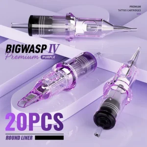 BIGWASP Premium Disposable Purple Stainless Steel Tattoo Cartridge Needles RL RS RM M1 for Permanent Makeup Machine
