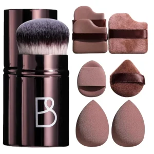 BS MALL Professional Kabuki Brush Makeup Sponge Powder Puff Set Custom Logo Private Label High Density Foundation Blending Tools