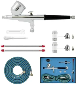 BT 130K Professional Dual Action Rechargeable Eco Friendly Airbrush Kit 0.2mm 0.3mm 0.5mm Nozzles Copper Gravity Feed 7CC