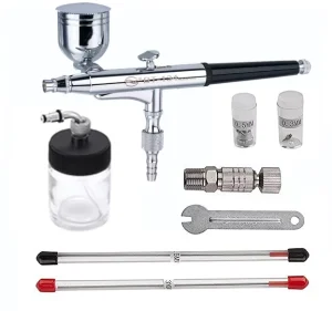 BT-134T Double Action Copper Paint Cake Airbrush Kit 0.2-0.5mm Nozzles 7/22ml Cup 35/110ml Bottle Gravity/Suction Feed