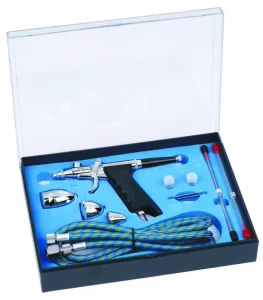 BT-166AK Professional Portable Copper Airbrush Kit Gravity Feed 3-Cup Cake Decorating Spray Gun Set for Baking & Painting