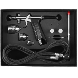 BT-166BK Professional Dual-Action Copper Airbrush Kit (0.3/0.5/0.8mm)-Portable Precision Tool for Car Models Body Art Paint