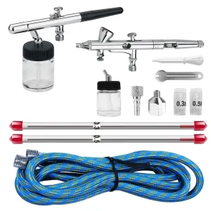 BT-180 Professional Dual Action Gravity Feed Airbrush Kit Eco-Friendly Precision Bodywork & Nail Art Tool Copper Aerografo