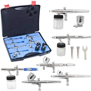 BT 612 Whole Kit Temporary Tattoo Airbrush Gun 6 PCS Copper Airbrushes with Gravity Feed for Cake Decoration